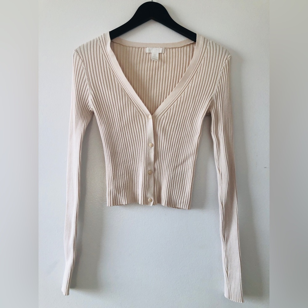 H&M Ribbed Button-Front Top Size S